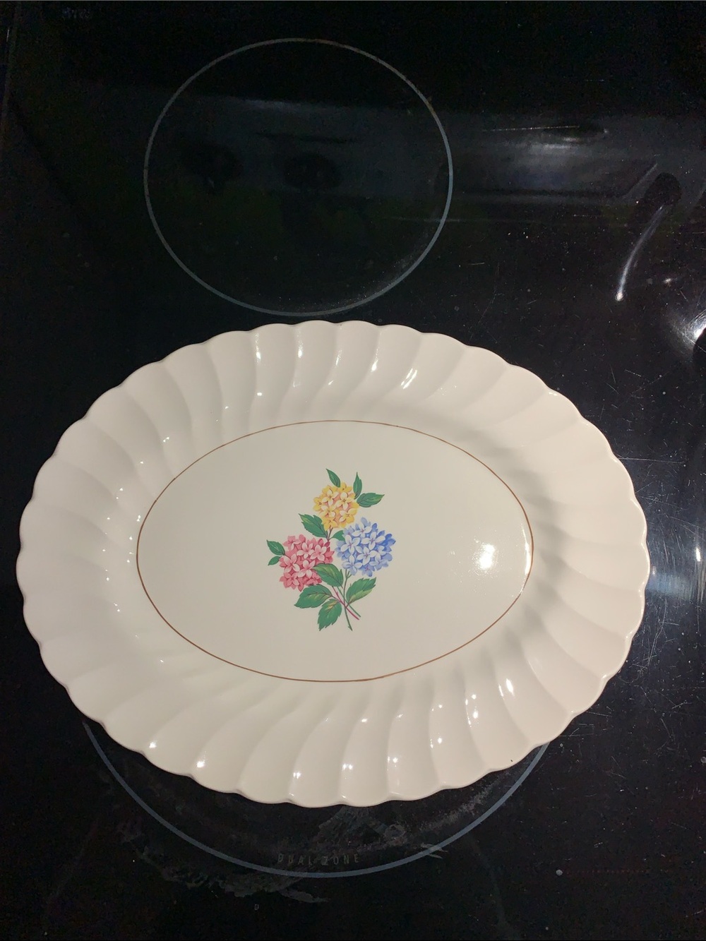 Vintage Myott Olde Chelsea Hydrangea L383 Oval Serving Platter Staffordshire